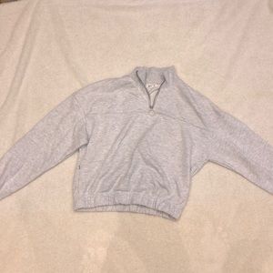 grey cropped quarter zip